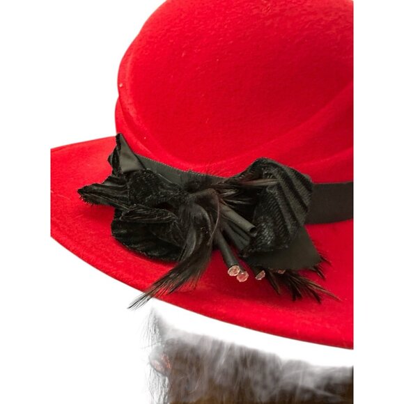Vintage Red/Black Doeskin Felt 100% Wool Hat Geo Bollman Co. USA Made main image 8